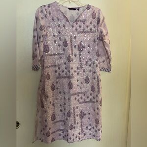 Shrishti Women’s Dress Lavender Purple Sequins S Small Bust 32” Length 38” India